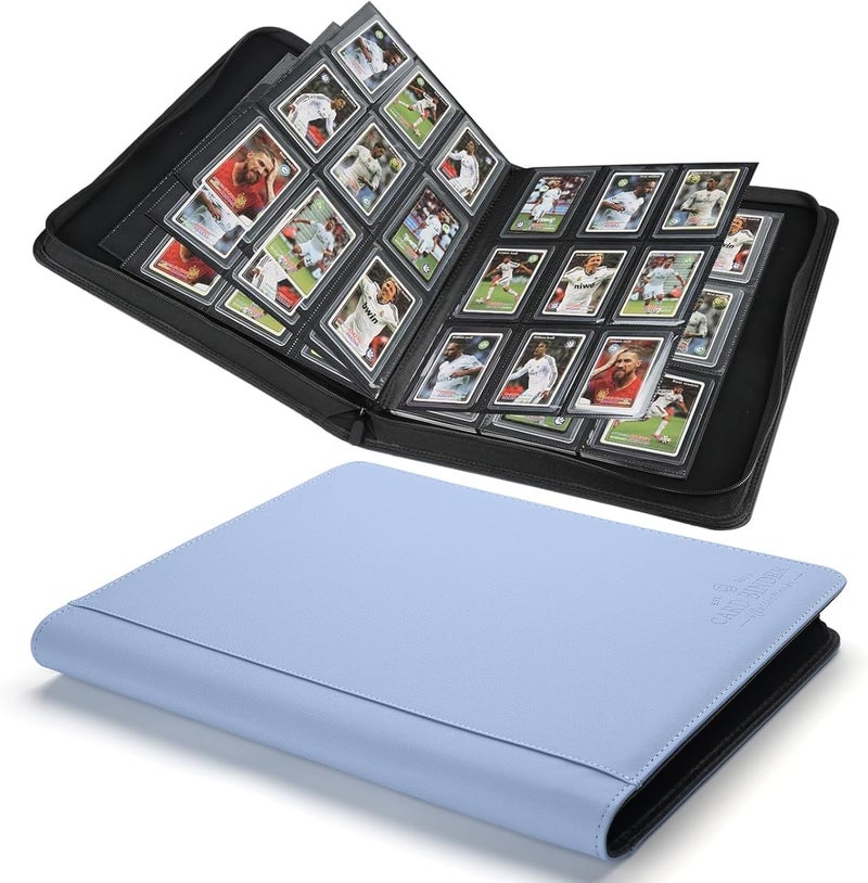 CARDBINDER Toploader Binder,Toploader Hard Cases, 9-Pocket Pages Sleeves Hold up 288 Cards.Toploader Card Binder with Sleeves for “3×4” rigid，Card Holder(Light Blue) - Image 1